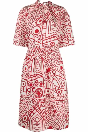 Colville Vestido fruncido con estampado abstracto
