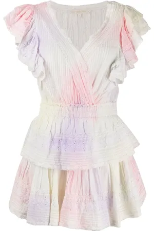 LOVESHACKFANCY Vestido corto con volantes a capas