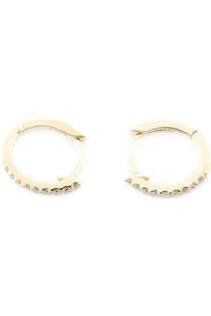 Dana Rebecca Designs Aretes estilo huggie en oro amarillo de 14kt con diamantes
