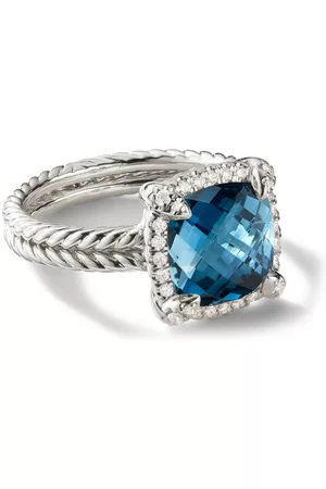 David Yurman Anillo Chatelaine en plata de ley con diamantes y topacio en pavé de 9mm