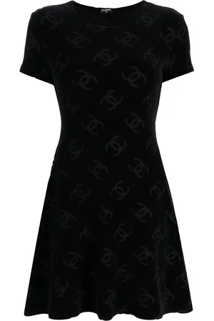 CHANEL Vestido con motivo Interlocking CC 1990