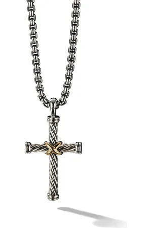 David Yurman Dije Cable Cross en oro amarillo de 18kt y plata de ley