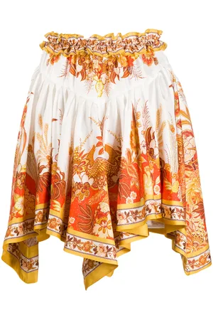 ZIMMERMANN Falda con estampado floral y pliegues