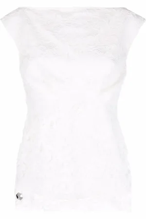 Philipp Plein Blusa con encaje festoneado