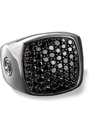 David Yurman Anillo de sello Streamline en plata de ley con diamante de 19mm