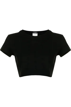 CHANEL Playera corta con logo bordado