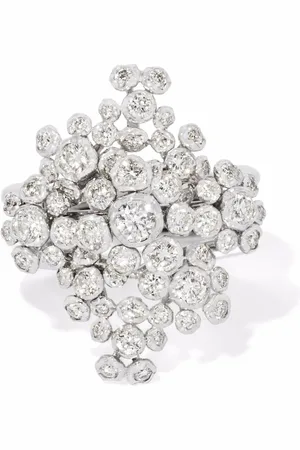 ANNOUSHKA Anillo de coctel Marguerite en oro blanco de 18kt con diamantes