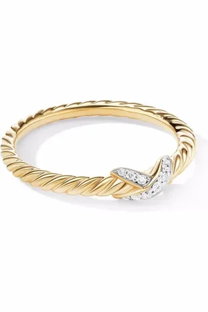 David Yurman Anillo Petite X en oro amarillo de 18kt con diamantes de 2.2mm