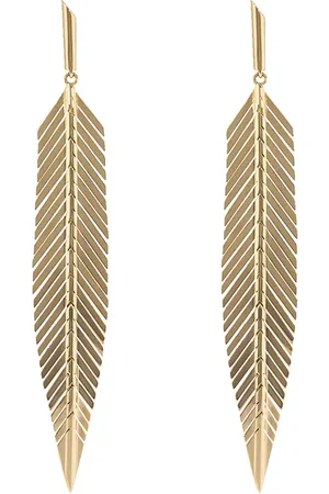 Cadar Aretes grandes con forma de pluma en oro rosa de 18kt