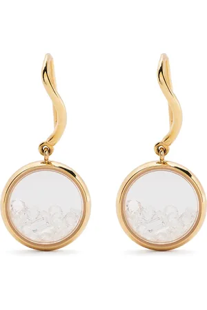 Aurélie Bidermann Aretes con dije Chivor en oro amarillo de 18kt y diamantes