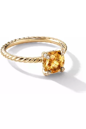 David Yurman Anillo Chatelaine en oro amarillo de 18kt con diamantes y citrino de 7mm