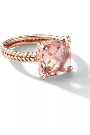 David Yurman Anillo Chatelaine en oro rosa de 18kt con diamantes y morganita de 11mm