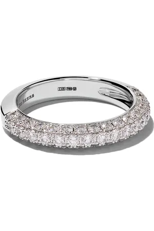 De Beers 18kt white gold DB Darling half pavé diamond large band