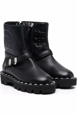 Philipp Plein Botas biker con monograma en relieve