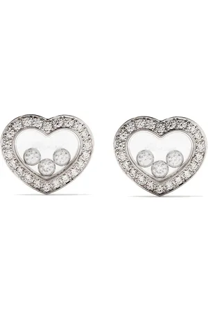 Chopard 18kt white gold Happy Diamonds Icons ear pins
