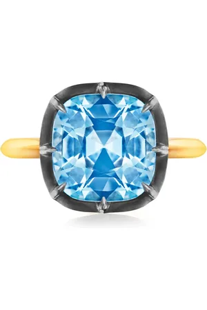 Fred Leighton Anillo Collet en oro amarillo de 18kt y plata con topacio