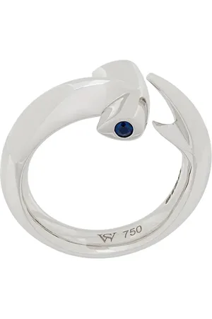 STEPHEN WEBSTER Anillo Hammerhead de oro blanco de 18kt con zafiro