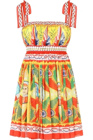 Dolce & Gabbana Vestido corto de gasa con estampado Carretto