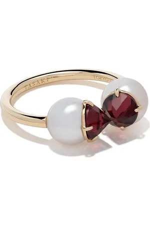 Tasaki Anillo refined rebellion Collection Line con granate en oro amarillo de 18kt