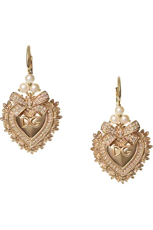 Dolce & Gabbana Aretes Devotion en oro amarillo de 18kt con diamantes