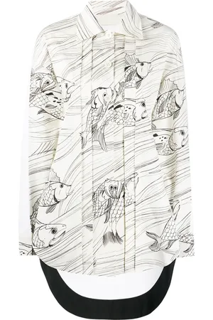 Jil Sander Camisa con estampado de peces