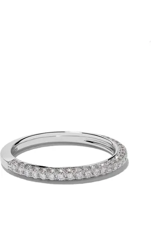 De Beers 18kt white gold DB Darling half pavé diamond band