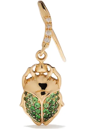 Aurélie Bidermann Anillo con motivo de escarabajo en oro amarillo de 18kt con diamantes