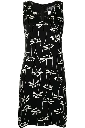 CHANEL Vestido sin mangas con motivo floral 1998