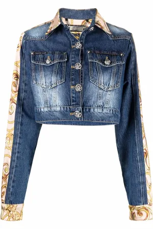 Philipp Plein Chamarra de mezclilla con motivo barroco