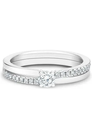 De Beers Anillo The Promise pequeño en oro blanco de 18kt con diamantes de corte redondo