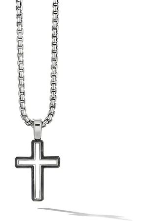 David Yurman Dije Forged Carbon Cross en plata de ley