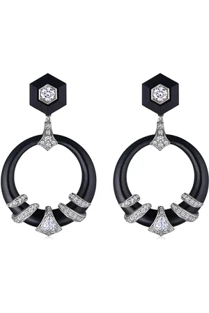 Fred Leighton Aretes con motivo de aldaba en oro de 18kt con diamantes y jade