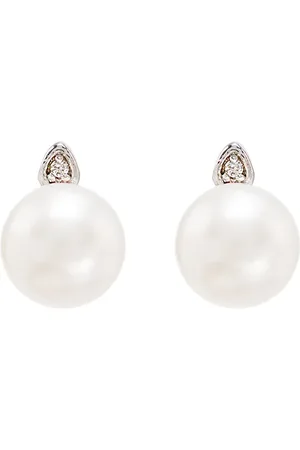 Mateo Aretes en oro de 14kt con perla y diamantes