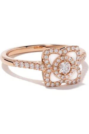 De Beers Anillo Enchanted Lotus en oro rosa 18kt con diamantes y madreperla