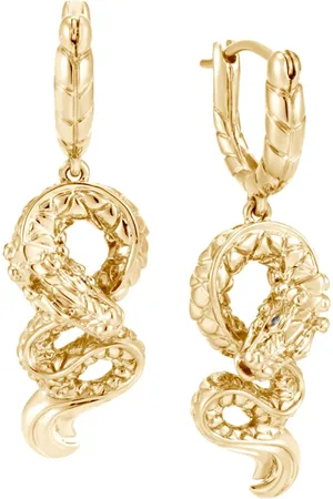 John Hardy Aretes Legends Naga en oro amarillo de 18kt con zafiros