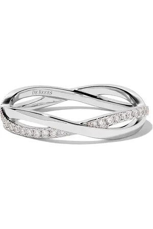 De Beers 18kt white gold Infinity half pave diamond band