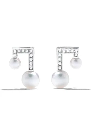 Tasaki Aretes Balance en oro blanco de 18kt con diamantes en pavé y perla Akoya