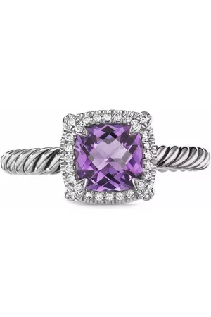 David Yurman Anillo Petite Chatelaine en plata de ley con diamante y amatista de 7mm
