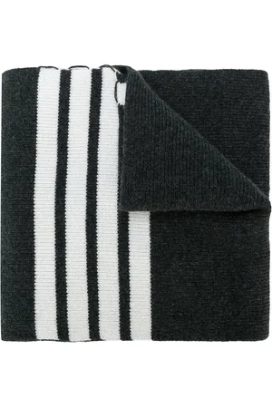 Thom Browne Full Needle Rib Scarf With White 4-Bar Stripe In Cashmere