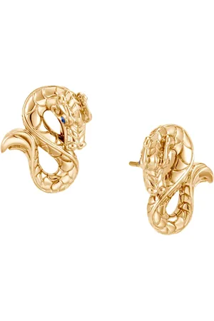 John Hardy Aretes Legends Naga en oro amarillo de 18kt con zafiros