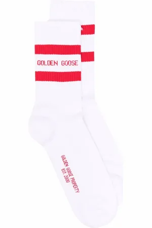 Golden Goose Calcetines tejidos de canalé con logo estampado