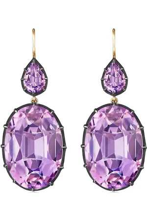 Fred Leighton Aretes Collect en oro amarillo de 18kt y plata con amatistas