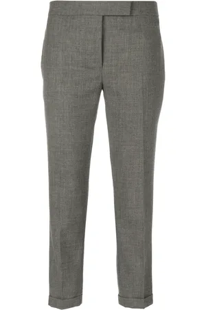 Thom Browne Lowrise Skinny Trousers In Medium Grey 2-Ply Wool Fresco