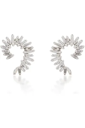 Suzanne Kalan Aretes con diseño de espiral en oro blanco de 18kt con diamantes