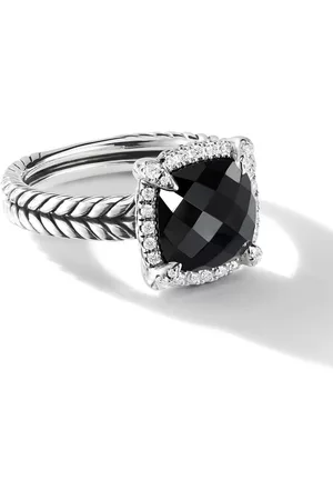 David Yurman Anillo Chatelaine en plata de ley con diamantes y ónix en pavé de 9mm