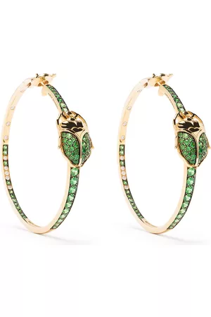 Aurélie Bidermann Arracadas Scarab en oro amarillo de 18kt con diamantes y tsavoritas