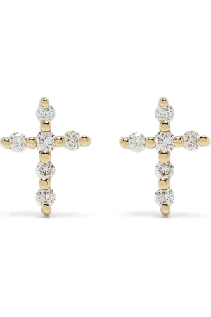 DJULA Aretes Big Cross en oro amarillo de 18kt con diamantes