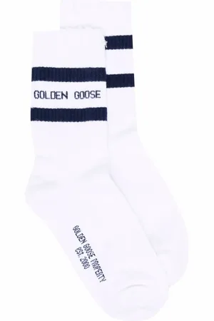 Golden Goose Calcetines de canalé con ribete de rayas