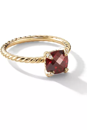 David Yurman Anillo Chatelaine en oro amarillo de 18kt con diamante y granate (7mm)
