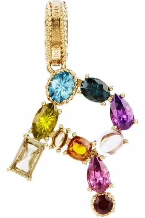 Dolce & Gabbana Collar Rainbow Alphabet R en oro amarillo de 18kt con múltiples piedras